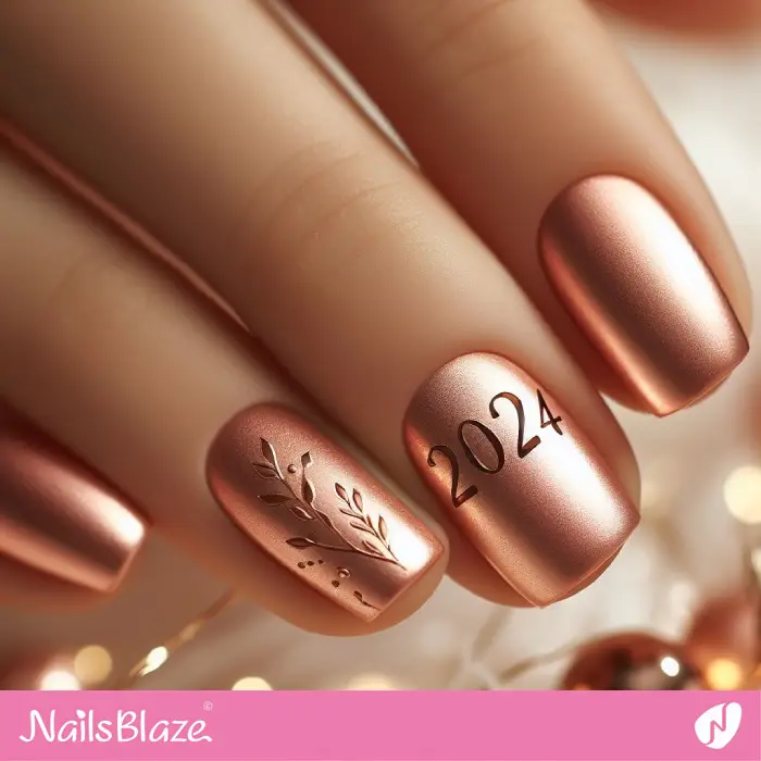 Short Rose Gold Nails for New Year | 2024 Nails - NB3774